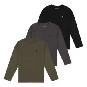 Jack Wills 3 Pack Long Sleeve T Shirts - Green