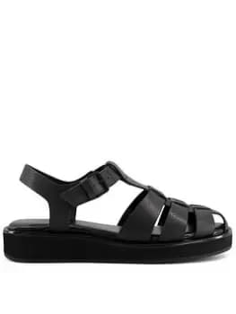 Dune London Loch Leather Fisherman Buckle Sandal, Black, Size 36, Women