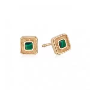 Mini Malachite Palm Stud 18ct Gold Plated Earrings WE13_GP