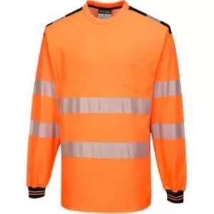 T185 - Orange/Black Small PW3 Hi-Vis T-Shirt Long Sleeved Reflective - Portwest