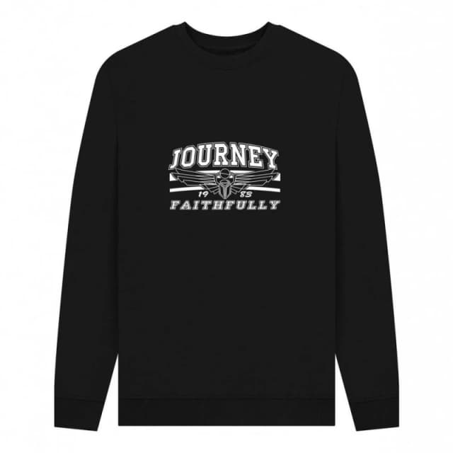 Journey Mens 100% Cotton Printed Long-Sleeve Ribbed Crew Neck Pullover Shirt in Black Size: Small Black Male S