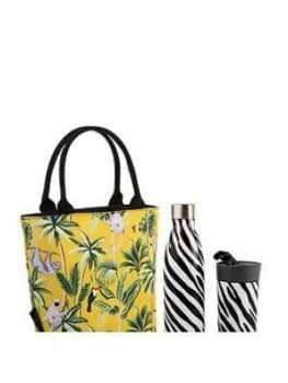 Summerhouse By Navigate Madagascar Insulated Lunch Tote Sloth / Mustard Plus Stainless Steel Drinks Bottle & Travel Mug
