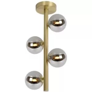 Lucide TYCHO - Flush Ceiling Light - Ø22.5cm- 4xG9 - Matt Gold, Brass