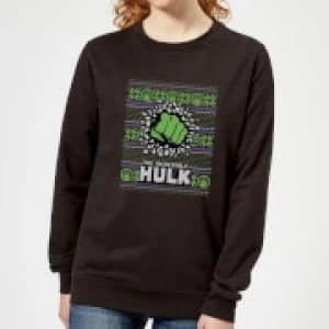 Marvel Hulk Punch Womens Christmas Sweatshirt - Black