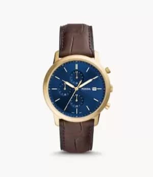 Fossil Men Minimalist Chronograph Brown Croco Eco Leather Watch