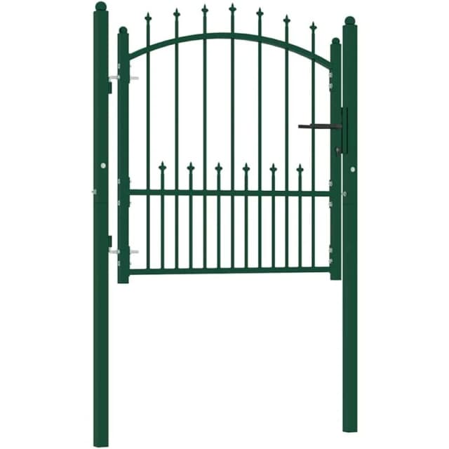 VIDAXL Fence Gate with Spikes Steel 100x100cm Green Vidaxl 8719883886176