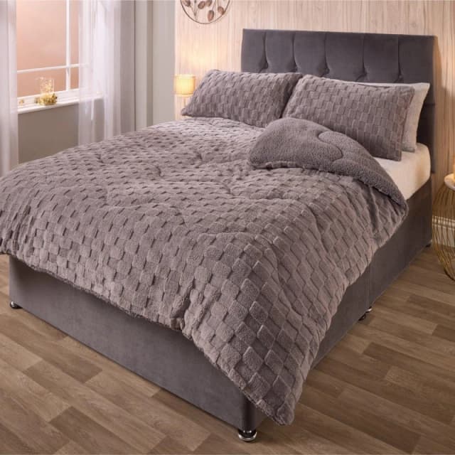 Downland Luxury Chunky Waffle Coverless Duvet Charcoal unisex Single
