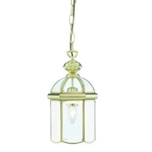1 Light Ceiling Lantern Pendant Polished Brass, E27