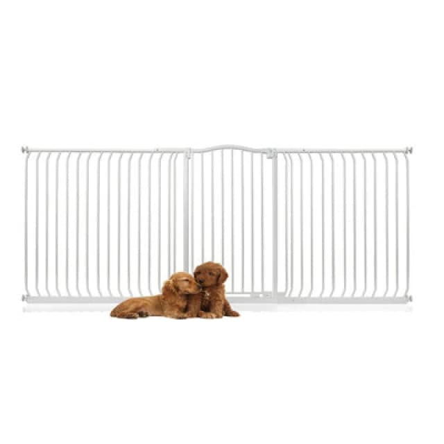 Bettacare Extra Tall Curved Top Dog Gate, 234Cm - 243Cm, Matt White, Extra Tall 100Cm In Height, Pressure Fit Pet Gate