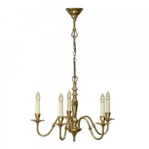 5 Light Multi Arm Ceiling Candle Pendant Solid Brass, E14