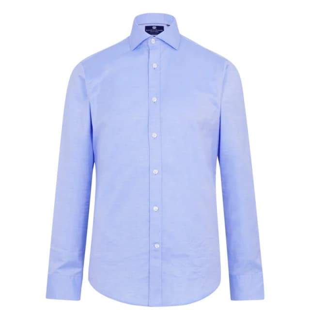 Haines and Bonner Edward Slim Fit Cutaway Collar Twill Shirt - Blue Blue 37