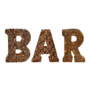 Hand Carved Wooden Geometric Letters Bar
