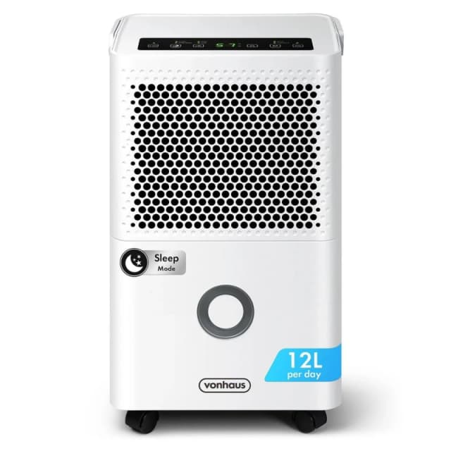 Vonhaus Dehumidifier 12L/day, 1.5L Water Tank, For Damp, Condensation, Laundry & Clothes Drying, Prevents Mould & Smells