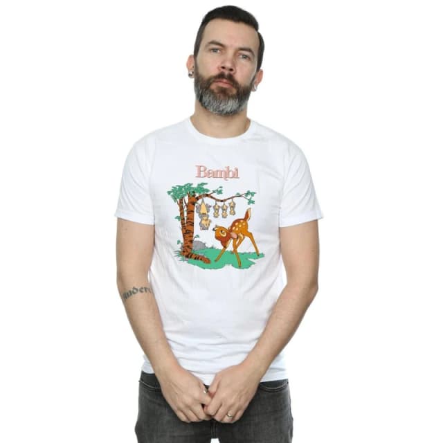 Disney Men Bambi Tilted Up T-Shirt in White Size: Small White S Male 5059114148011