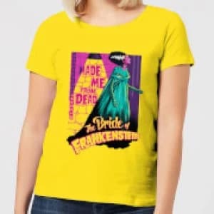 Universal Monsters Retro Bride Of Frankenstein Womens T-Shirt - Yellow - L - Yellow