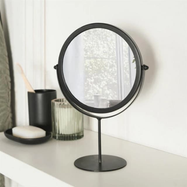 OHS OHS Round Bathroom Mirror Accessories Free Standing Vanity Stainless Steel Silver in Black One Size Unisex 5027434216109