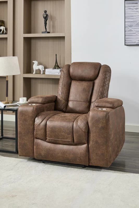 More4Homes Ashton 1 Seater Fabric Auto Recliner Chair Brown