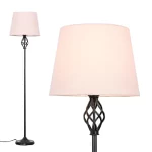 Memphis Black Floor Lamp with Dusty Pink Aspen Shade
