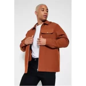 I Saw It First Mens Premium Utility Zip Through Shacket - Orange