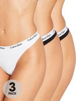 Calvin Klein Thong (3 Pack) - Black/White Size M Women