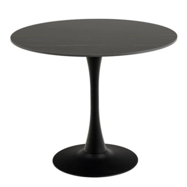 Furniture To Go Malta Ceramic Round Dining Table In Black 90X75Cm