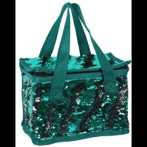 Green and Silver Reversible Sequin Cooler Bag