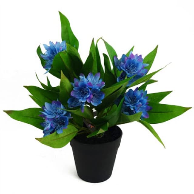 Leaf 18Cm Artificial Freesia Plant Blue Flowering