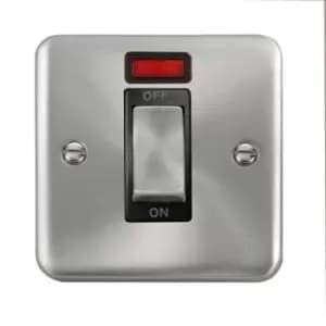Click Scolmore Deco Plus Satin Chrome 1 Gang Double Pole Switch 45A With Black Ingot - DPSC501BK