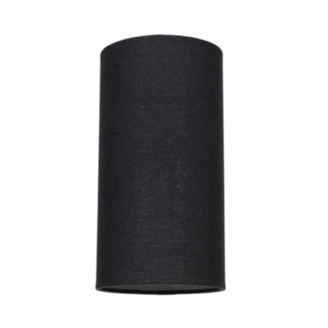 Happy Homewares Contemporary And Stylish Jet Black Linen Fabric Tall Cylindrical 25Cm Lamp Shade