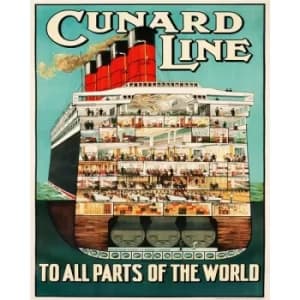 Vintage Metal Sign Retro Advertising Cunard Line