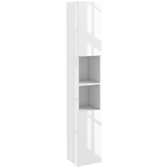Kleankin Bathroom Floor Cabinet High Gloss Storage Cupboard with Doors White