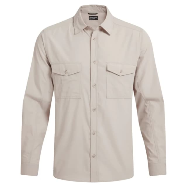 Craghoppers Craghoppers Men Kiwi Long Sleeved Insect-Barrier Shirt in Beige Size: large Beige L Male 5063260132077