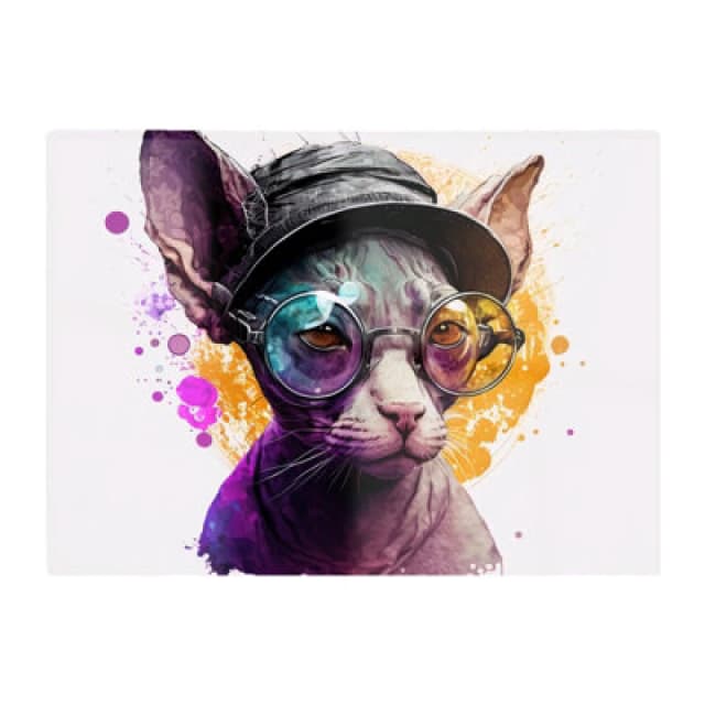 Warren Reed Designer Cornish Rex With Glasses Splashart Chopping Board