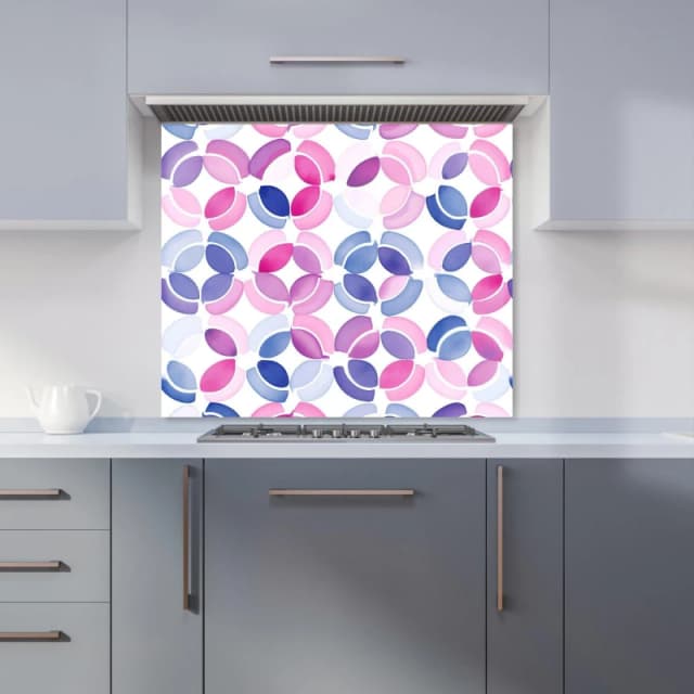 Warren Reed - Designer Interlocking Pink Blue Shape Kitchen Splashback Size: 600mm x 750mm Pink Unisex 600mm x 750mm
