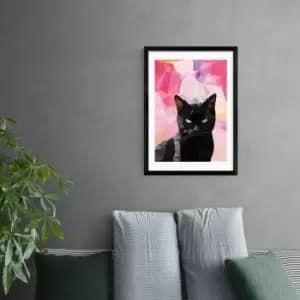East End Prints Black Cat Print Pink