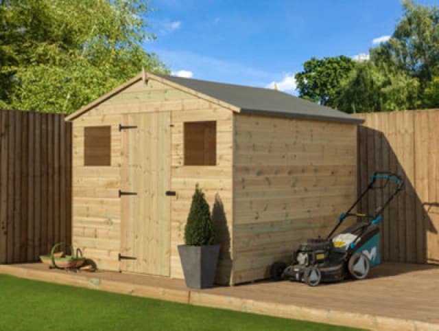Empire Sheds Empire 10000 Premier Apex Shed Windows 8X8 Pressure Treated Tongue And Groove Wooden Garden Shed (8' X 8' / 8ft X 8ft) (8X8)