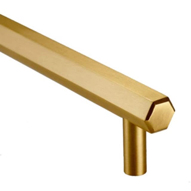 Pushka Home Solid Brass Hexagon Bar Handle 320mm - Brushed Gold Finish