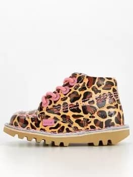 Kickers Kick Hi Leopard Boot - Brown, Size 13 Younger