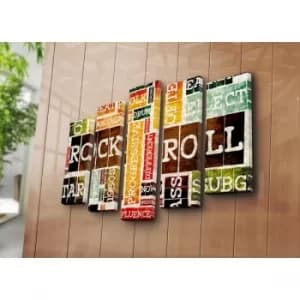 5PAT-7 Multicolor Decorative Canvas Painting (5 Pieces)