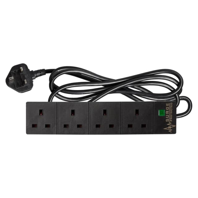 Maplin 4 Socket Extension Lead with Surge Protection 13A Neon Indicato