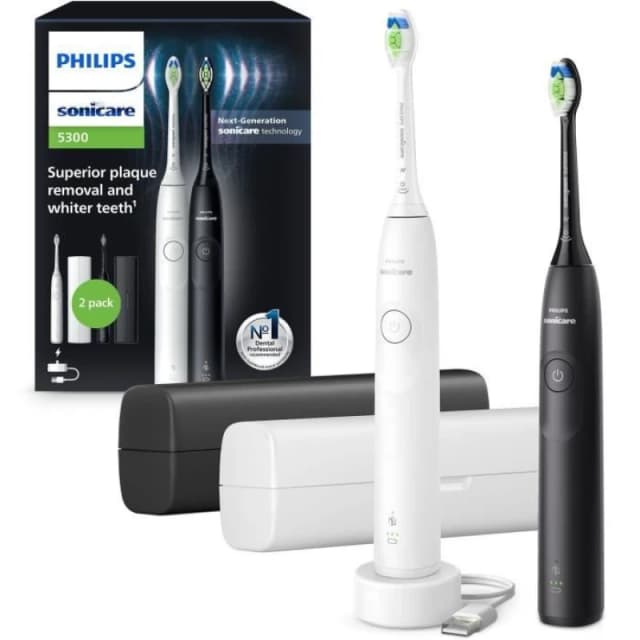 Philips Toothbrush - PHILIPS - HX7109/01 - Sonicare - Double handle Series 5300 - White & Black - Electric 860010