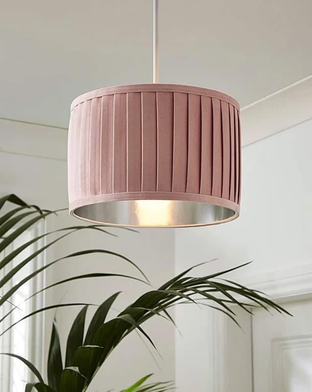 Searchlight Pleated Velvet Blush Shade 30cm Blush - Searchlight Blush ZG33101