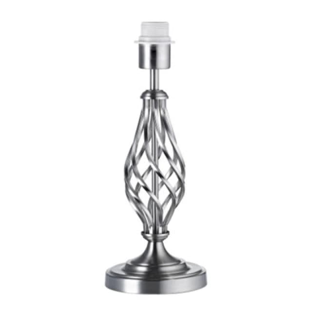 Happy Homewares Traditional Brushed Satin Nickel Table Lamp Base With Twist Metal Stem Design
