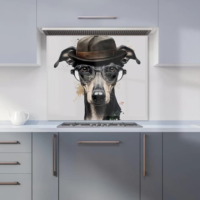 Warren Reed - Designer Whippet Dog Splashart Kitchen Splashback Size: 600mm x 750mm Multicolor Unisex 600mm x 750mm