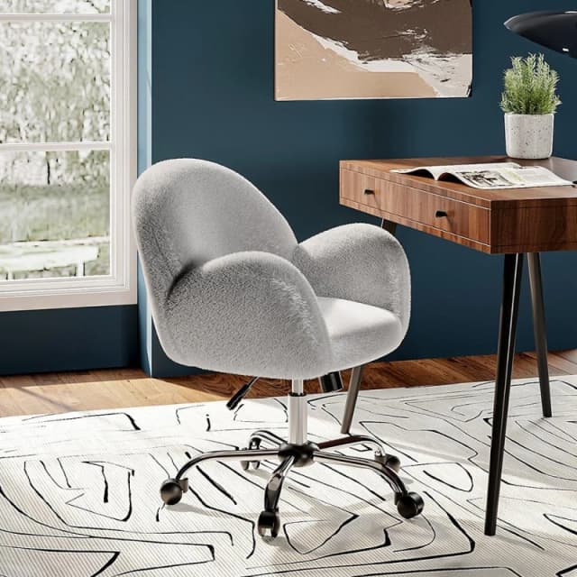 Kabinet UK Comfy Plush Swivel Office Chair Adjustable Height Grey unisex One Size