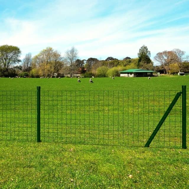 vidaXL Euro Fence Set 25 x 0.8 m Steel Green with Post Garden Barrier Panel