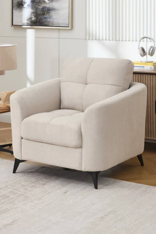 More4Homes Solna Modern Scandi Style Fabric Living Room Chair (Beige)