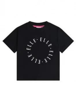 Elle Girls Circle Logo Boxy T-Shirt - Black