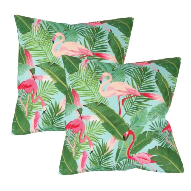 Streetwize Outdoor Pair of Flamingo Leaf Scatter Cushions - Multi Multi M