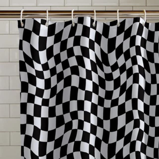 Catherine Lansfield Catherine Lansfield 'Checkerboard' Shower Curtain Panel in Black Size: 180cm width x 180cm drop Black 180cm width x 180cm drop U
